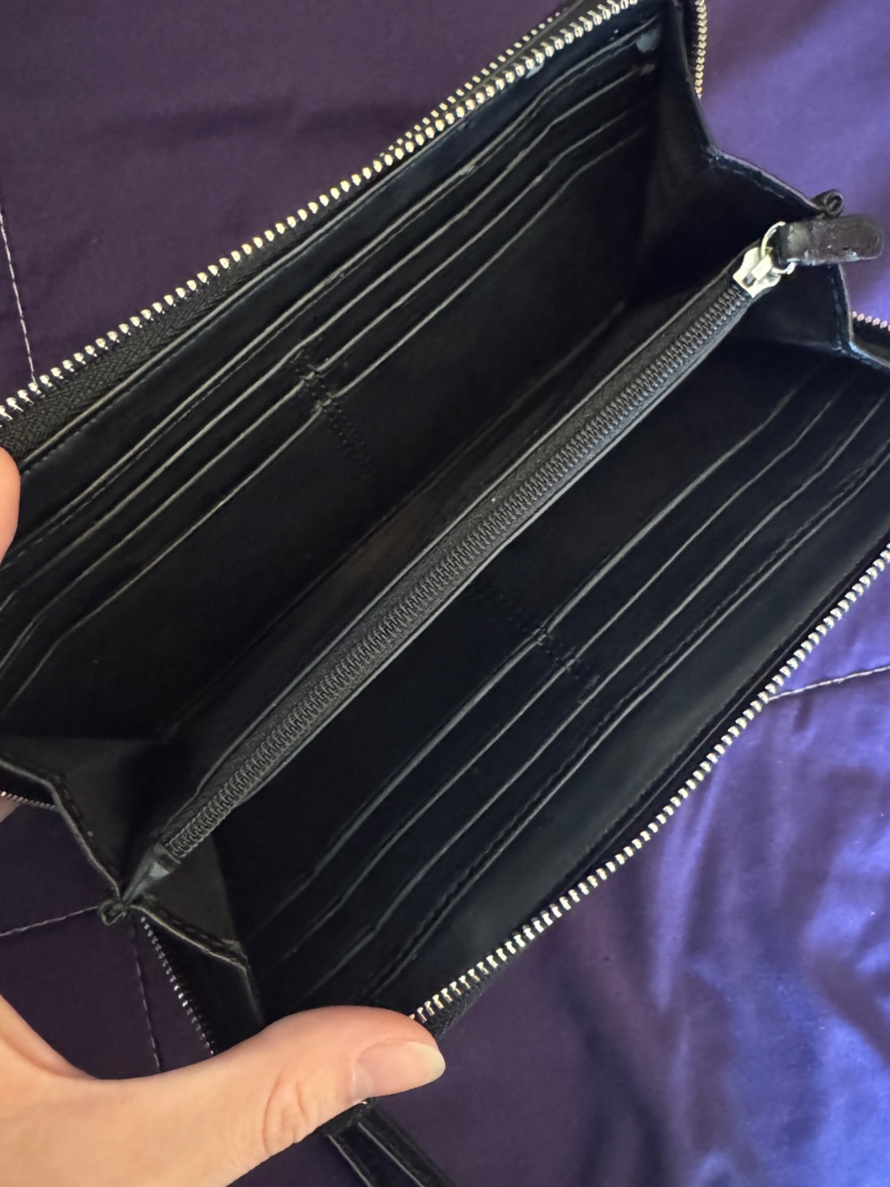 Coach Black Pebbled Double Zip Leather Wristlet EUC - Picture 9 of 12